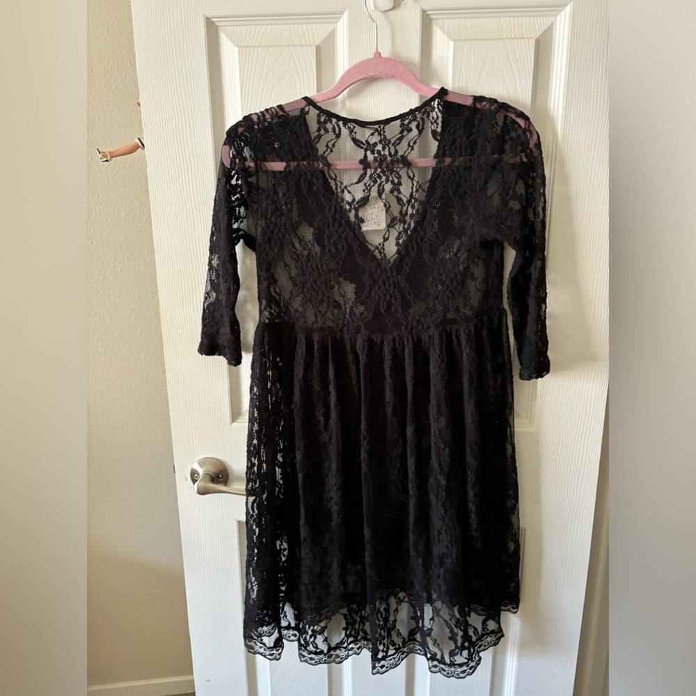 Black mini lace dress